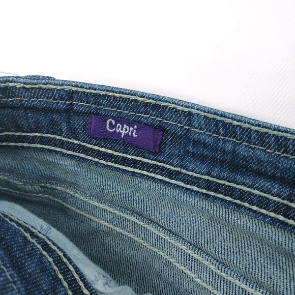 Vigoss Capri Jeans Distressed Rise Blue Denim Juniors Size 9 - Picture 8 of 13